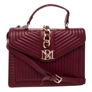 🆕 Badgley Mischka Burgundy Quilted Crossbody with Gold Hardware